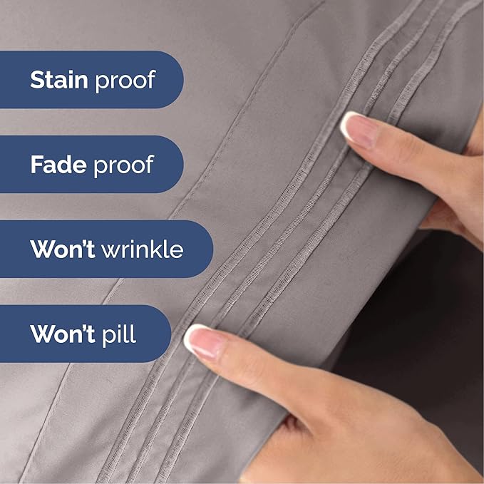 Cal King Size 4 Piece Sheet Set - Extra Soft, Breathable & Cooling Sheets - Hotel Luxury Bed Sheets for Women & Men - Deep Pockets, Easy-Fit & Wrinkle-Free Sheets - Thistle Purple Oeko-Tex Bed Sheets