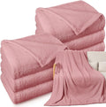 Tinideya 6 Pack Sherpa Fleece Throw Blankets Bulk 50"x 60" Soft Plush Wedding Throw Blankets for Couch Sofa Spa Sleepover Party Favor Supplies Travel Guest Room Home Decor (Dusty Pink)