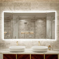 66x36 Trifold Bathroom Mirror with Lights with Removable Magnifier, 180° Foldable LED Mirror for Bathroom, Front&Backlit, Wall Mounted, Stepless Dimming, Color Temper Change, Anti Fog