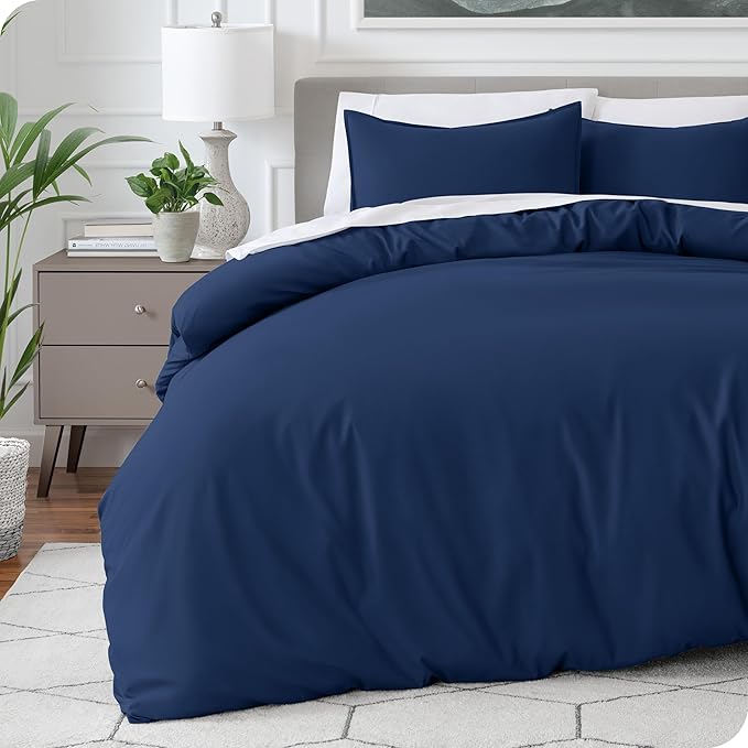 Bare Home Bedding Duvet Cover Full Size - Premium 1800 Super Soft Collection - Lightweight, Cooling Duvet Cover - Soft Breathable Bedding (Full, Dark Blue)