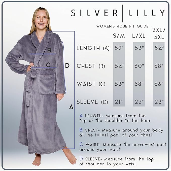 Womens Plush Fleece Bath Robe, Fluffy Long Bathrobe, Great Gift for Mother's Day, Grandma, Daughter, Sister, Wife, Friend