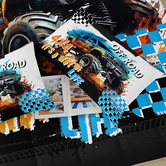 Off Road Truck Comforter Full Size for Boy，Off Road Truck Bedding Full Size，with 1 Comforter with 2 Pillow Case，Off Road Truck Bedroom Decor
