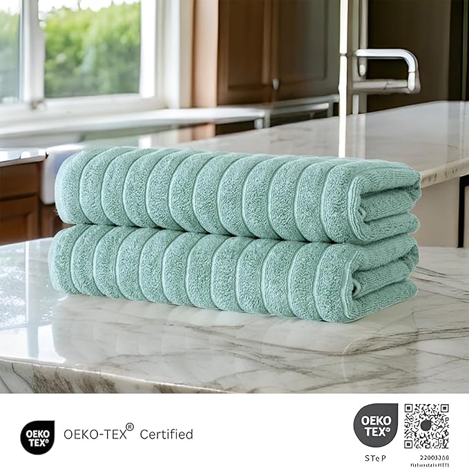 Classic Turkish Towels CTT Premium 2 Pack Bath Towels Set, Made with 100% Turkish Cotton, Spa & Hotel, Quick Drying Towels, Absorbent & Comfy | 27"x54" (Spa Green)