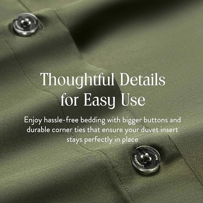 Brooklinen Luxury Sateen Duvet Cover - 100% Cotton, Full/Queen Size in Fresh Moss Green with Extra-Long Corner Ties and Button Closure - Best Full/Queen Duvet Covers