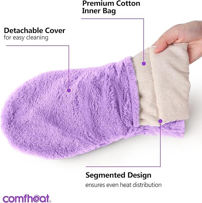 Microwavable Heating Mittens for Hand and Fingers to Relieve Arthritis Pain Heated Hands Mitts Warmers 1 Pair, Microwave Heated Hand Muff Wrist Heating Pad, Lavender Scent, Washable