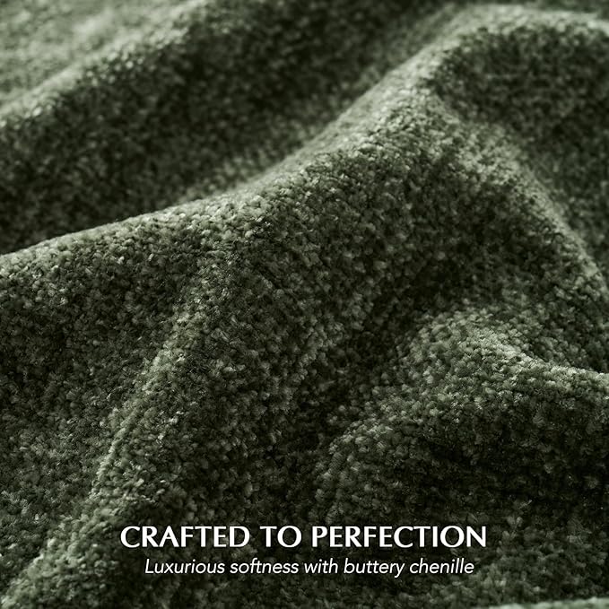 EVERGRACE Soft Chenille Throw Blanket for Couch, Cozy Plush Fuzzy Decorative Chenille Knit Throw Blanket with Tassels, Lightweight Blanket and Throws for Bed Sofa Gift Home Decor, Olive Green 60"x80"