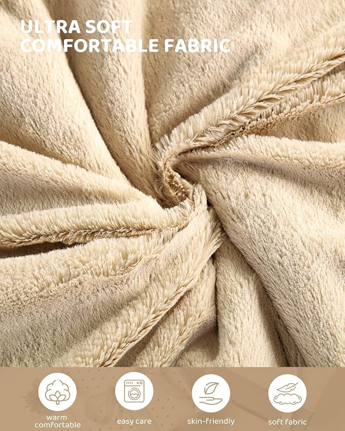 Electric Heated Blanket Full Size, Faux Fur Heat Blanket, Super Soft Cozy Heating Blanket with 9 Heating Levels & 1-9 Hours Auto Off, Fast Heat & Overheat Protection, 72" x 84", Beige