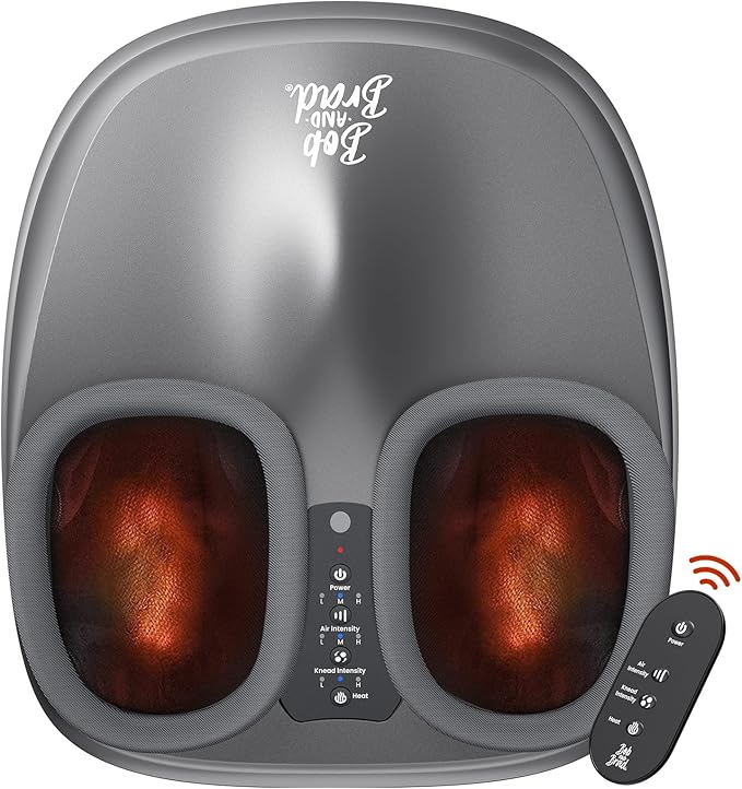 BOB AND BRAD Foot Massager with Heat and Remote, Shiatsu Deep Kneading Electric Feet Massager Machine for Plantar Fasciitis, Men Size 12