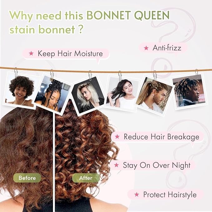 Bonnet Queen Silk Bonnet Satin Bonnet Hair Bonnet Silk Hair Wrap Tie Bonnet for Sleeping Sleep Bonnet Night Cap for Women Curly Hair