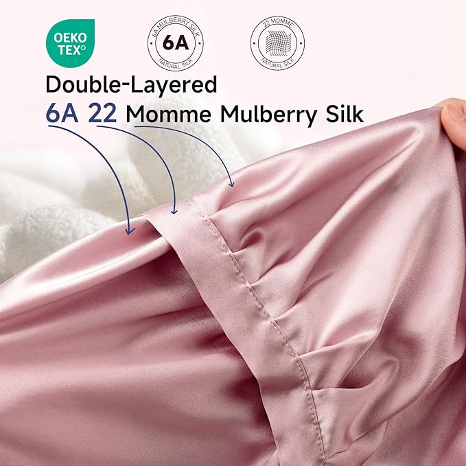 Kaome 100% Mulberry Silk Bonnet for Sleeping Women, 22 Momme Double Layer Silk Hair Wrap, Non-Slip Sleep Cap with Adjustable