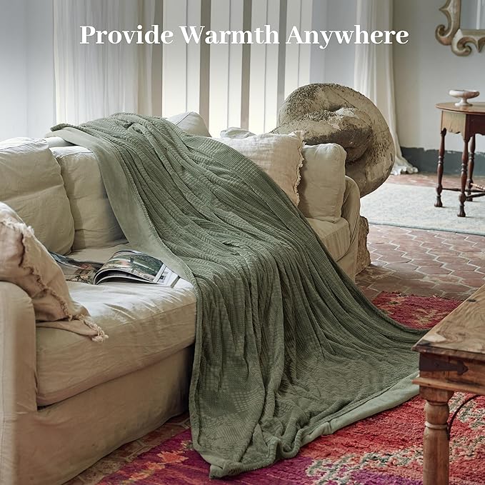 Electric Blanket Queen Size 84''X90'' - Heated Blanket with Dual Control Fast Heating 10 Heating Levels & 10 Hours Auto Off,ETL Certified Machine Washable (Gray Green)