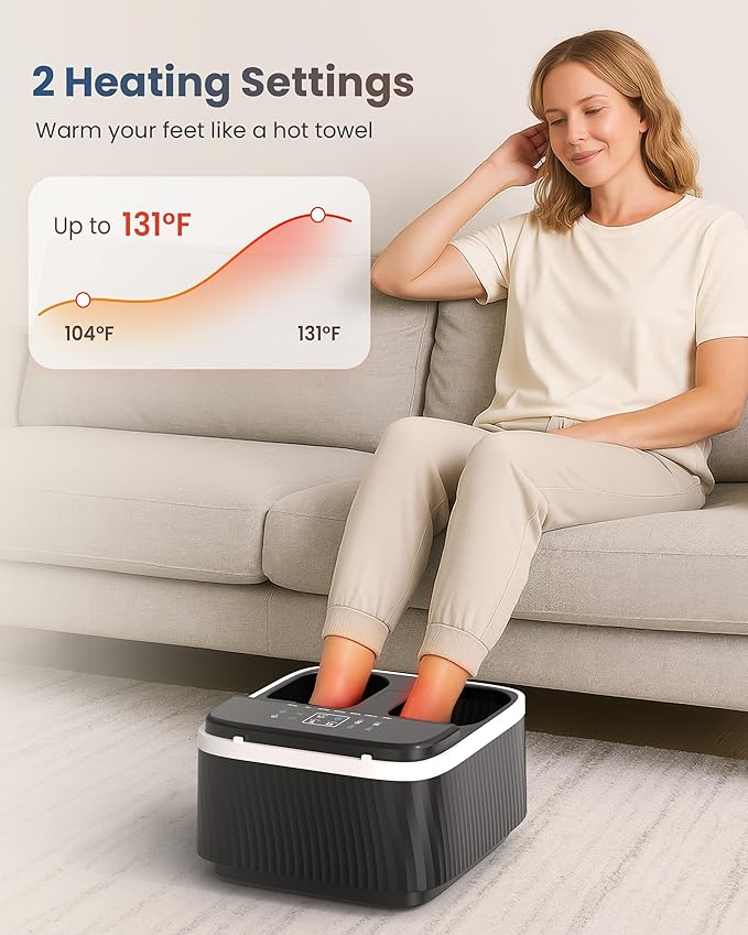 COMFIER FSA Eligible Foot Massager with Heat, Shiatsu Foot Massager Machine for Neuropathy Plantar Fasciitis, Squeeze & Rolling Foot Massage, Remote Control & Piano-Key Button