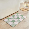 CozeCube Bath mats for Bathroom Non Slip, Fluffy Absorbent Microfiber Bath mat Washable, Aesthetic Bathroom Rugs, Cute Sage Green Checkered Bath mat, Sage Green, 32" x 20"