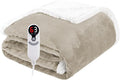 Electric Heated Blanket Throw Size 50"x60", Soft Flannel with Overheat Protection, 6 Adjustable Heat Settings & 3-Hour Auto-Off Timer, Fast Heating for Winter Comfort, Camel
