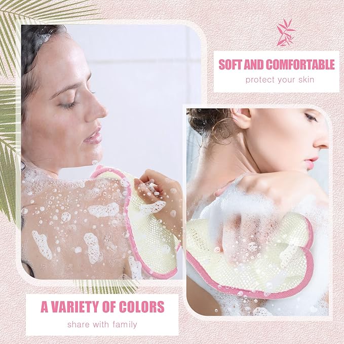 Tatuo 10 Count Popup Closed Exfoliating Wash Cloths for Body and Face Facial Bath Scrub Soft Weave Loofah Towel Exfoliate Bath Towel Remove Dead Skin Wash Cloth for Women Man (Pink Edge)