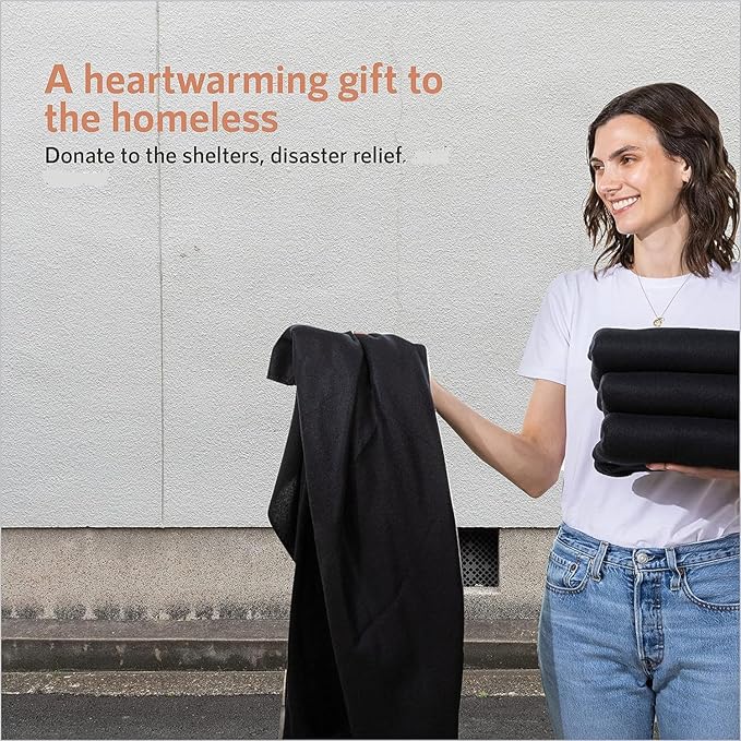 (24 Pack) Bulk Fleece 50x60 Throw Blankets for Wedding Favors, Homeless Women, Men, Homes, Bed, Sofa, Couch, Office, Pet Blankets, Travel | Soft Warm Lightweight Throw Blankets in Bulk (Black)