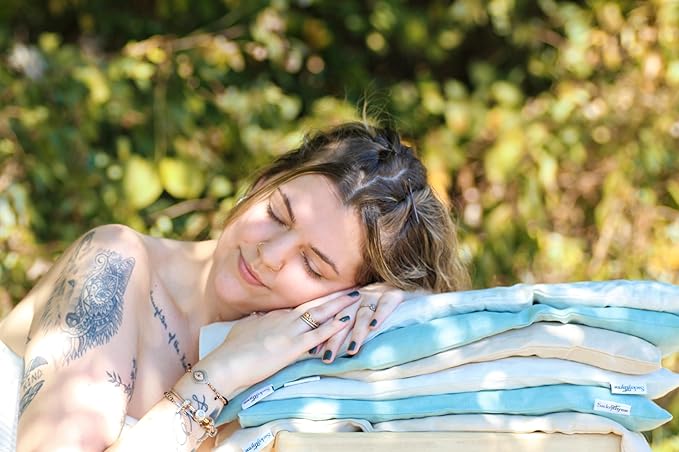 Sacksy Thyme Microwave Heating Pad - 100% Linen Cover, Unscented, Size 18x7, Comforting Heat Pad for Cramps, Back,Neck,Shoulders, Leg Pain, Hot Microwavable Heat Pack, Color: Silver Sage, Made in USA