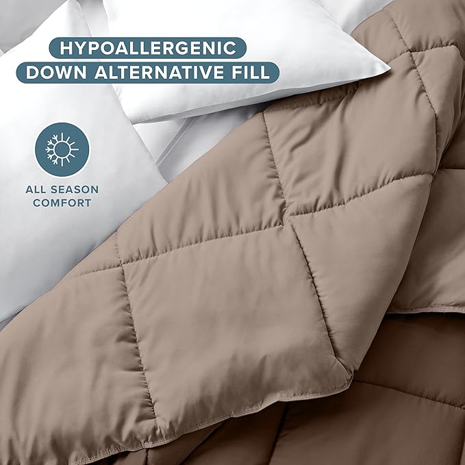 Bare Home King/California King Comforter - Reversible Colors - Goose Down Alternative - Ultra-Soft - Premium 1800 Series - All Season Warmth - Bedding Comforter (King/Cal King, Cocoa/Taupe)