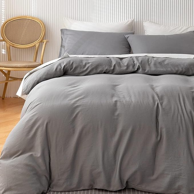 Oversized King Duvet Cover 1000 Thread Count 100% Egyptian Cotton Luxury Hotel Quality Quilt Cover & Pillow Sham - 5 Pc Duvet Cover Set with Zipper Closure, 6 Corner Ties - Light Grey