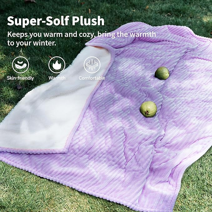 Heated Blanket Electric Blanket Throw 50”X60”-Heating Throw with 5 Heat Settings-3 Hours Auto Off,ETL Certified,Machine Washable (Purple)