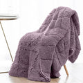 Wemore Shaggy Long Fur Faux Fur Weighted Blanket, Cozy and Fluffy Plush Sherpa Long Hair Blanket for Adult 15lbs, Fluffy Fuzzy Sherpa Reverse Heavy Blanket for Bed, Couch, Pink Purple, 48 x 72 Inches