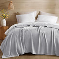 Madison Park Queen Size Blanket, 70% Rayon Bamboo-Based, 30% Cotton, Breathable for Hot Sleepers Menopause, Ultra Soft and Snag-Resistant, Summer Blanket for Bed or Couch, Queen 90"x90" Grey