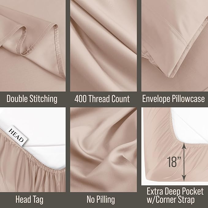 Bella Coterie Luxury Bamboo Viscose Cal King Size Sheet Set | 100% Organically Grown | Ultra Soft | Cooling for Hot Sleepers | 18" Deep Pocket [Dusty Rose]