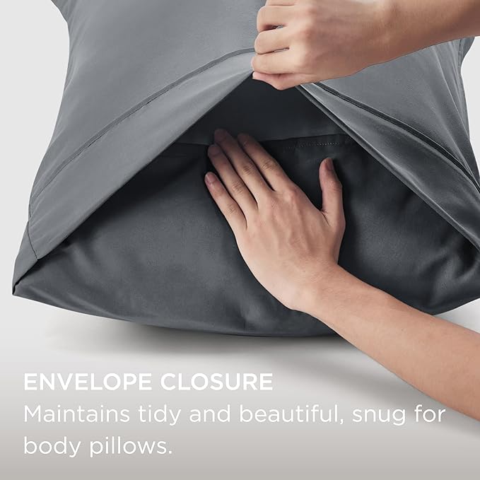 Bedsure 20x54 Body Pillow Case Cover - Dary Grey Brushed Microfiber Long Pillow Cases for Body Pillow, Ultra Soft and Cozy Pillowcase with Envelope Closure, Wrinkle, Fade and Stain Resistant, 1 Pack