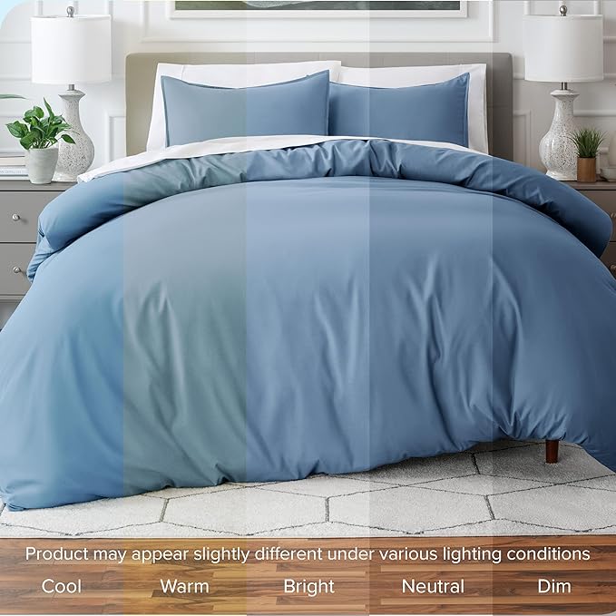 Bare Home Bedding Duvet Cover Queen Size - Premium 1800 Super Soft Collection - Lightweight, Cooling Duvet Cover - Soft Breathable Bedding (Queen, Coronet Blue)