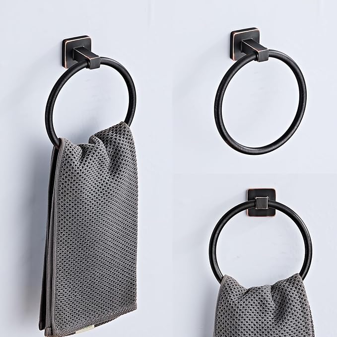 Bathroom Hardware Set 4 Pieces,Oil Rubbed Bronze Bathroom Accessories Set Stainless Steel Wall Mounted, Hand Towel Bar, Towel Ring, Robe Towel Hooks,Toilet Paper Holder,Towel Bar Set, 23.6 Inch