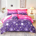 URBONUR Pink Purple Comforter Set Full Size for Girls 6 Piece Bed-in-a-Bag Glitter Mermaid Kids Bedding with Sheets