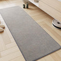 AMOAMI Chenille Bath Mat Super Absorbent Bathroom Mat Quick Dry Low Pile Bath Mats for Bathroom Washable Rubber Backed Bathroom Runners Fit Under Door, Front of Bathtub, Sink, LIGHTGREY&Beige 24"x48"