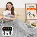 Mia&Coco Electric Blanket Twin （62"x84"） Flannel Heated Blanket, 10 Heat Levels, 10-Hour Auto-Off, Fast Heating, Overheat Protection, Machine Washable, Soft Heating Blanket for Home and Office - Gray