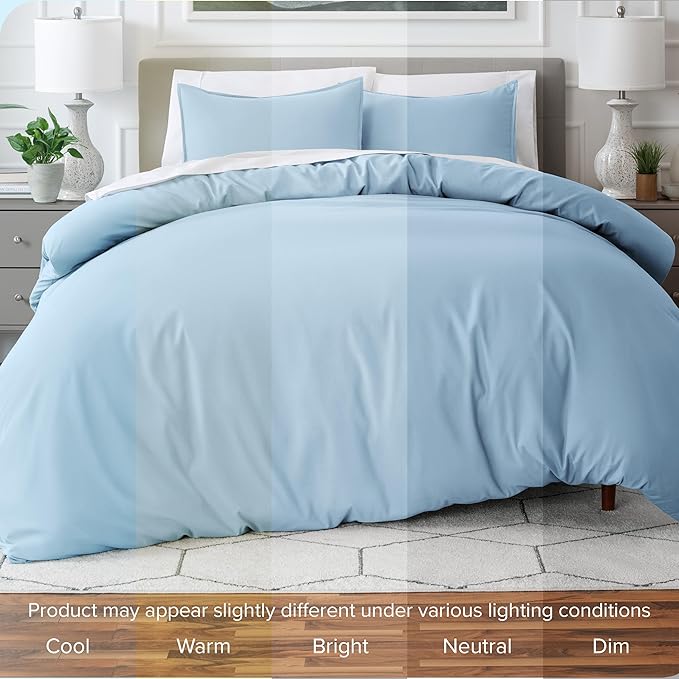 Bare Home Bedding Duvet Cover Extra Long Size - Premium 1800 Super Soft - Lightweight, Cooling Duvet Cover - Soft Breathable Bedding (Twin/Twin XL, Light Blue)