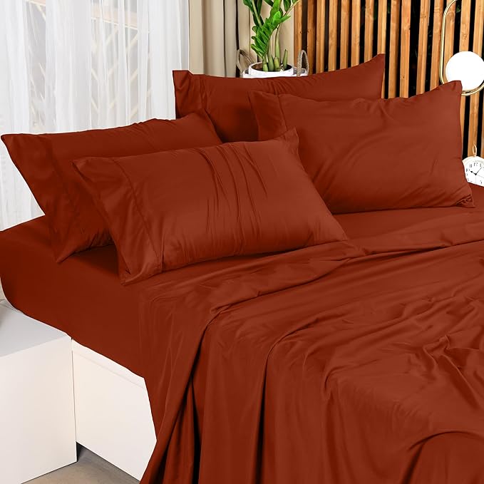 Utopia Bedding Queen Bed Sheets Set - 4 Piece Bedding - Brushed Microfiber - Shrinkage and Fade Resistant - Easy Care (Queen, Terracotta Orange)