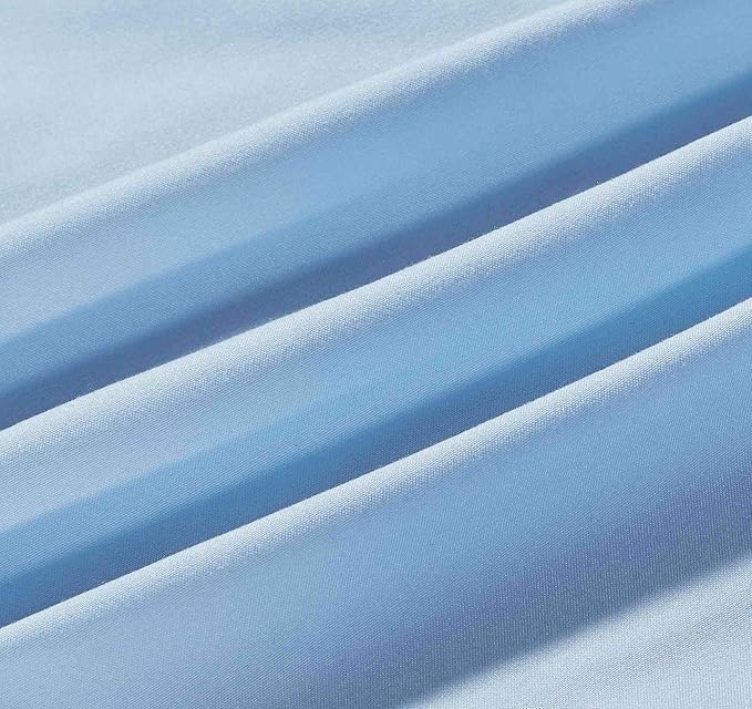 Sheets & Beyond Wrap Around Solid Microfiber Luxury Hotel Quality Fabric Bedroom Gathered Ruffled Bedding Bed Skirt 14 Inch Drop (King, Light Blue)