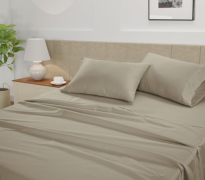 LANE LINEN Split King Sheet Sets – 450 Thread Count 100% Cotton Sheets, Soft & Breathable Sateen Weave, 15” Deep Pocket Fully Elasticized Fitted Sheet, Fade-Resistant Hotel Bedding, Linen