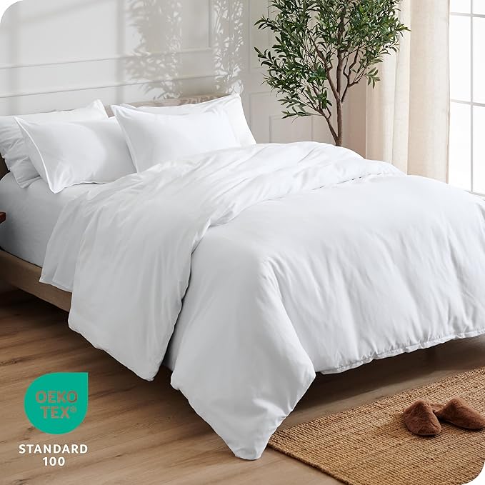 Bare Home Bedding Duvet Cover Full Size - Premium 1800 Super Soft Collection - Lightweight, Cooling Duvet Cover - Soft Breathable Bedding (Full, White)