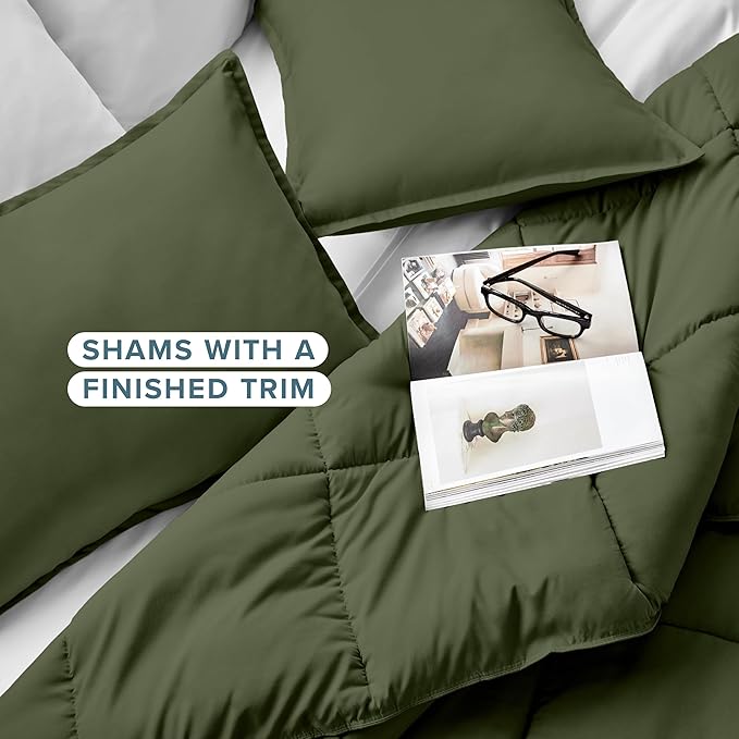 Bare Home Comforter Set - Oversized Queen Size - Ultra-Soft - Goose Down Alternative - Premium 1800 Series - All Season Warmth (Oversized Queen, Cypress)