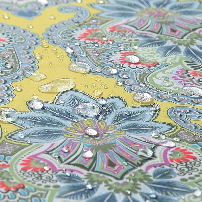 Extra Long Shower Curtain 84 Inches, Water Repellent Fabric with Vibrant Brazilian Medallion Print, 12 Metal Grommets & Weighted Hem, 72x84 Inches