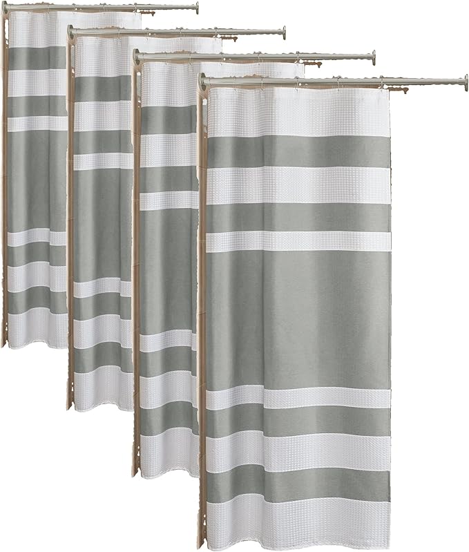 Madison Park Waffle Weave Shower Curtain Grey | 54x78 Inches | Stall Size | Scotchgard Treated | Pack of 4