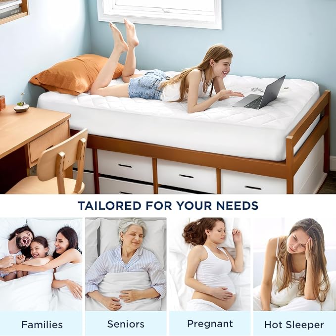 Bedsure Twin XL Mattress Pad, Waterproof Soft Mattress Protector for College Dorm Room Essentials, Extra Long Twin Bed Cover with Deep Pocket up to 22 Inches, Noiseless Bed Pad for Bedroom - White