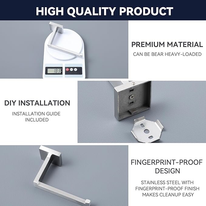 LANC Bathroom Toilet Paper Holder, Brushed Nickel Toilet Paper Roll Holder Wall Mounted for Kitchen Washroom Modern Toilet Tissue Roll Holder Dispenser 304 Stainless Steel Right, A8807BN