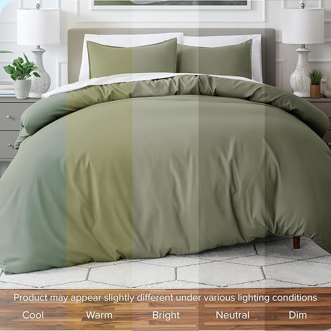 Bare Home Bedding Duvet Cover Queen Size - Premium 1800 Super Soft Collection - Lightweight, Cooling - Soft Breathable Bedding Duvet Cover (Queen, Sage)