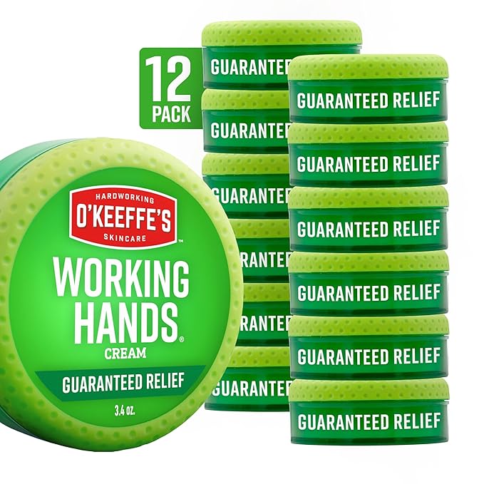 O'Keeffe's Working Hands Hand Cream for Extreme Dryness - 3.4 oz Jar (12 Pack) - Repairing Skincare for Cracked, Dry Hands
