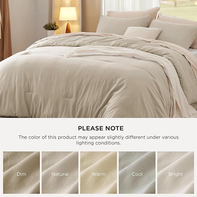 Bedsure King Size Comforter Set, Sand Soft Prewashed Bedding for All Seasons, 3 Pieces GentleSoft™ Warm Down Alternative Bed Set, 1 Lightweight Comforter (104"x90") and 2 Pillowcases (20"x36")