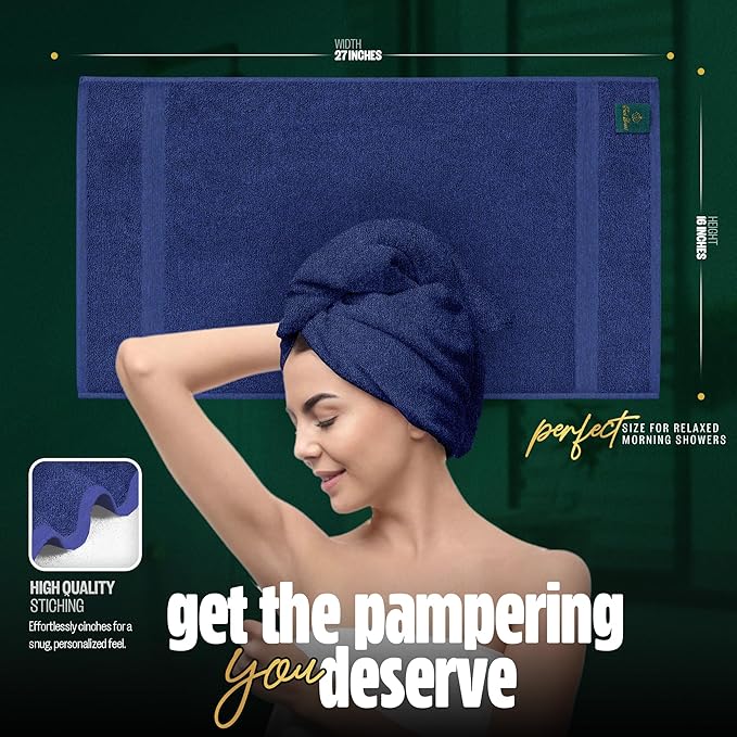 Pearl Linens Pack of 24 100% Cotton Hand Towels, Salon Towels for Spa, Gym and Bathroom Use, Hair Towels in Bulk, Soft, Absorbent, Quick Dry & Machine Washable, 16x27 inches, Light Blue