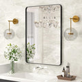 Kosmonia 30x22 Bathroom Vanity Mirror for Wall, Aluminum Framed, Farmhouse Rectangle, Anti-Rust, HD Reflection Anti-Desilvering, Distortion Free, Tempered and Shatter-Proof Wall Mounted Mirror, Black