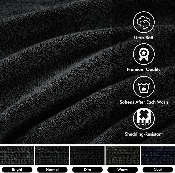Madison Park 800GSM Bath Sheet Towel Oversized 34" x 68" 2 Pack 100% Cotton Bath Towel Set Highly Absorbent Hotel Spa Quality for Bathroom, Black