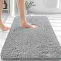 OLANLY Bathroom Rugs 36x24, Extra Soft Absorbent Chenille Bath Rugs, Rubber Backing Quick Dry, Machine Washable Bath Mats for Bathroom Floor, Tub and Shower, Home Decor Accessories, Light Grey
